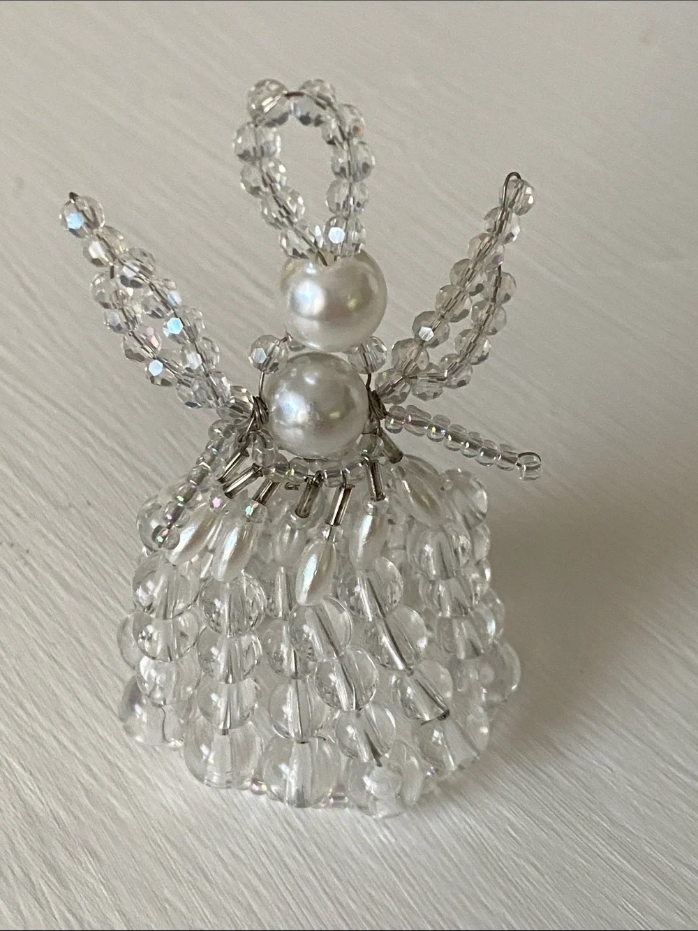 3D Crystal Angel Ornament - Clear Crystals & Pearls Christmas Decor